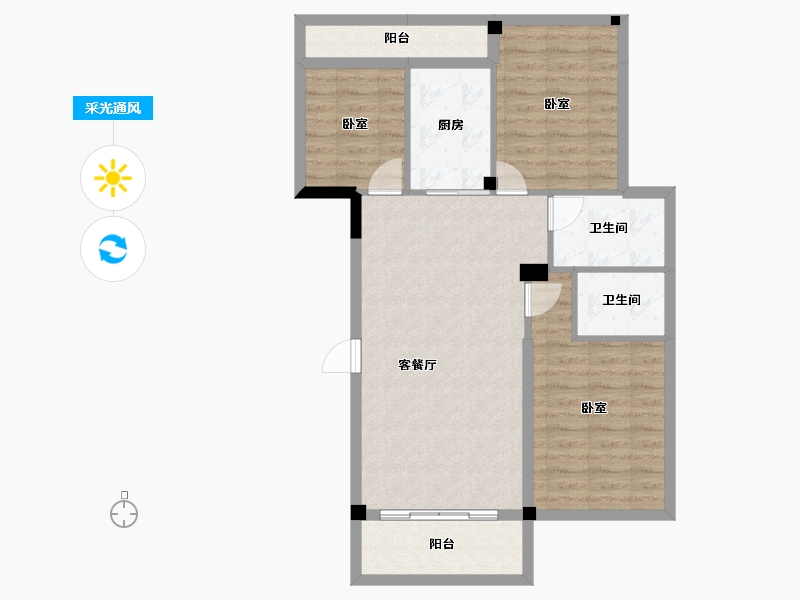 湖北省-黄冈市-城东一号-81.06-户型库-采光通风