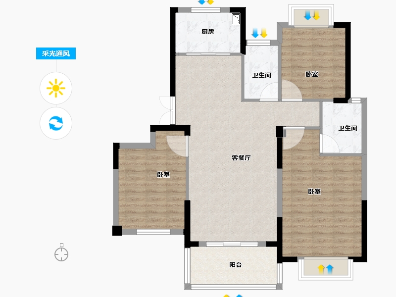 湖北省-黄冈市-凤鸣九方城-100.33-户型库-采光通风