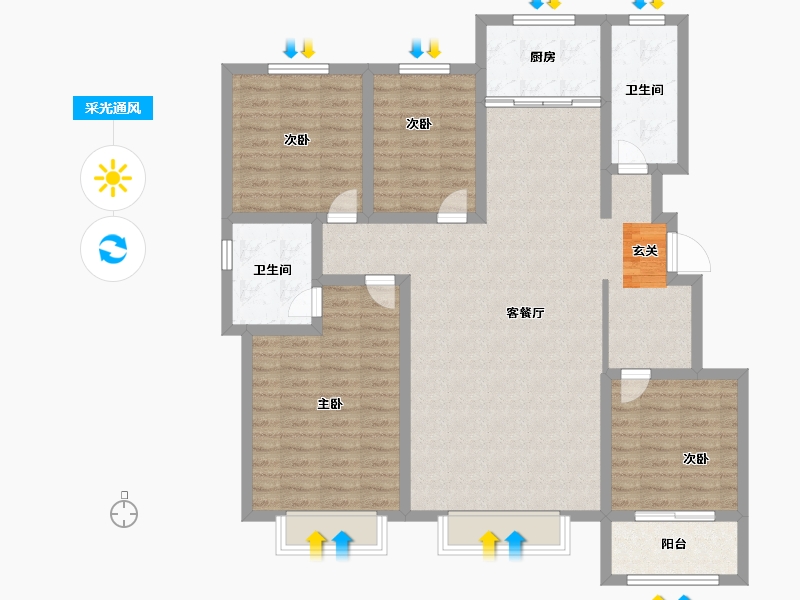 山东省-淄博市-学府雅苑-118.00-户型库-采光通风