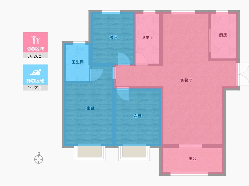 山东省-潍坊市-宏帆广场-85.69-户型库-动静分区