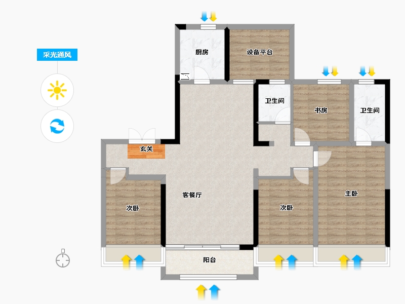 山东省-淄博市-璀璨珑府-115.49-户型库-采光通风