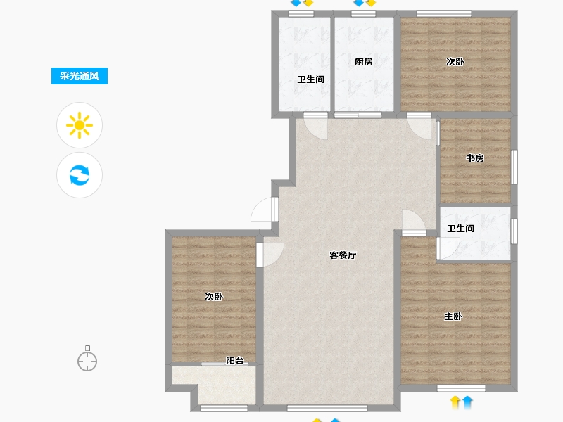 山东省-潍坊市-中阳东明学府-131.20-户型库-采光通风