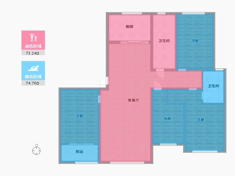 山东省-潍坊市-中阳东明学府-133.12-户型库-动静分区