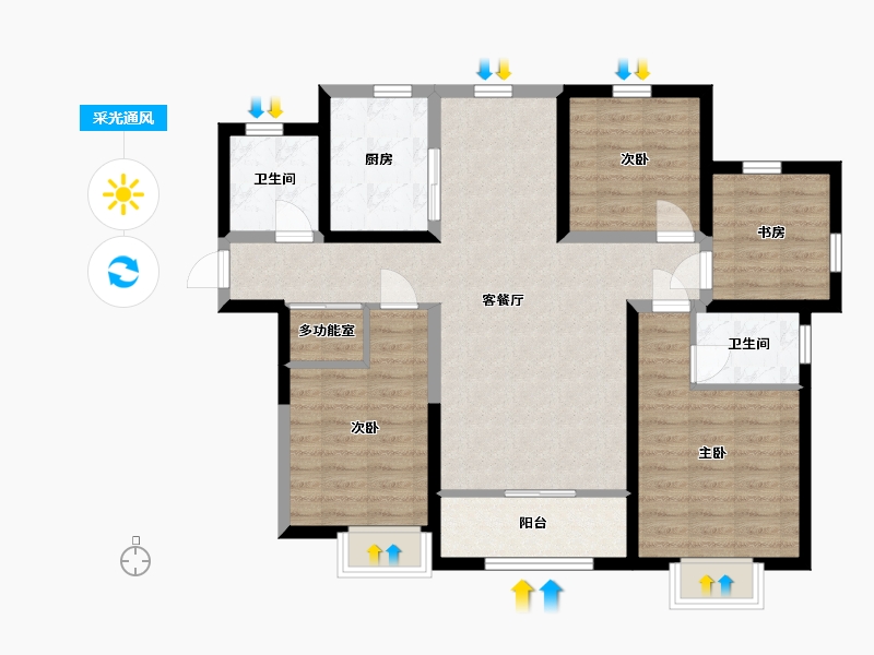 山东省-临沂市-卓新天悦城-95.88-户型库-采光通风