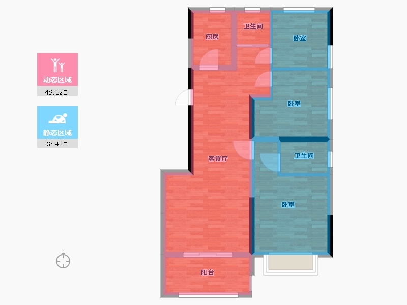 河南省-郑州市-浩创•梧桐茗筑-78.00-户型库-动静分区