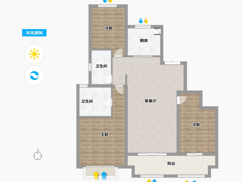 山东省-济南市-新城悦隽-106.00-户型库-采光通风