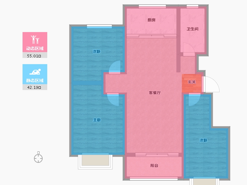 山东省-淄博市-学府雅苑-86.70-户型库-动静分区