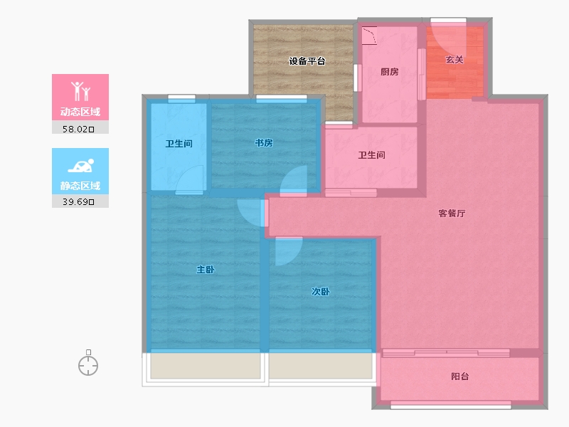 山东省-淄博市-璀璨珑府-93.89-户型库-动静分区