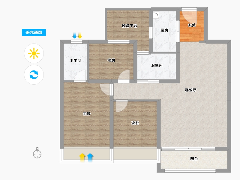 山东省-淄博市-璀璨珑府-93.89-户型库-采光通风