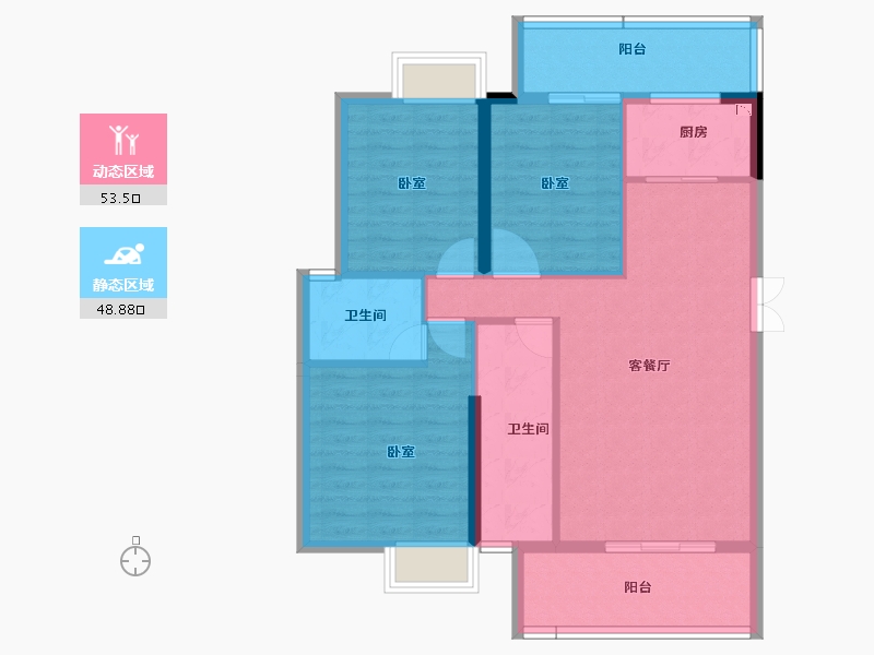 湖北省-黄冈市-麻城中乾融紫台-92.08-户型库-动静分区