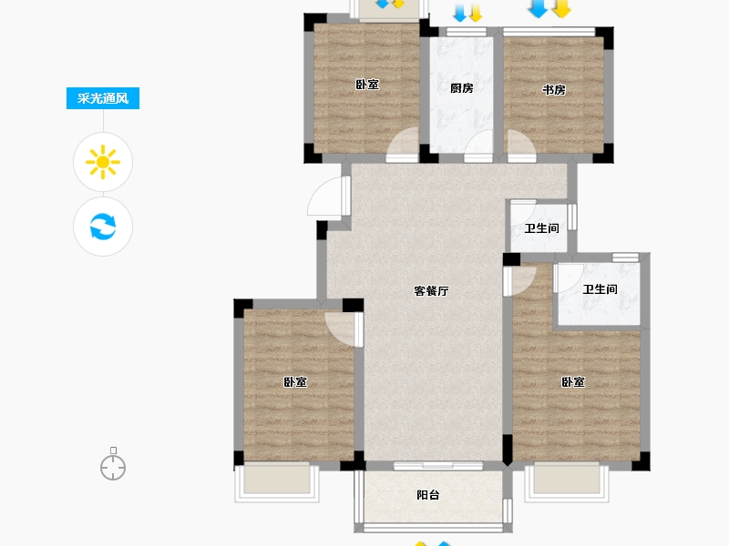 浙江省-金华市-新纪元臻园-93.00-户型库-采光通风