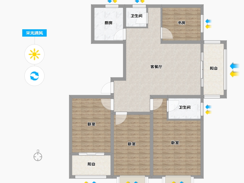 山东省-济宁市-睿湖印象-124.00-户型库-采光通风