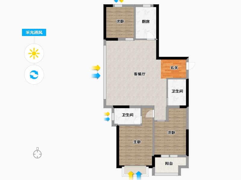 山东省-潍坊市-万特公馆-99.50-户型库-采光通风