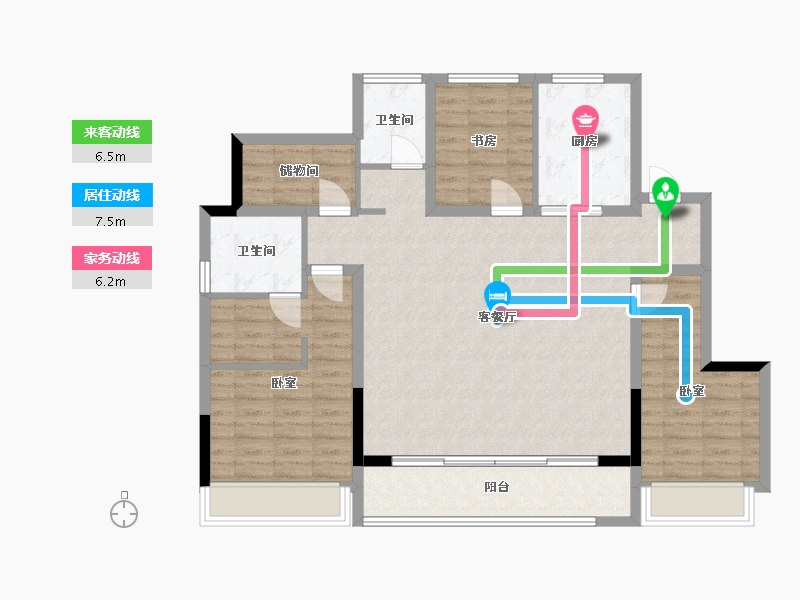 浙江省-杭州市-云潮府-111.70-户型库-动静线