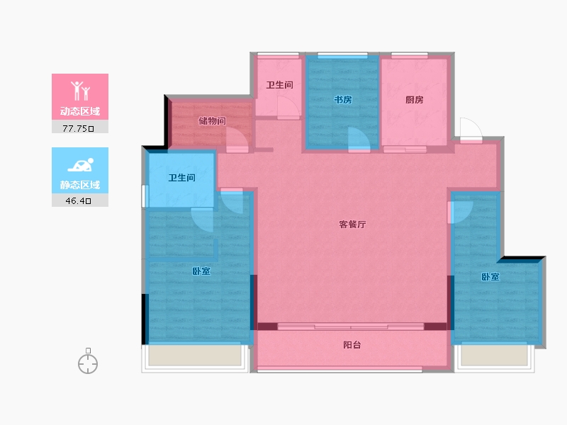 浙江省-杭州市-云潮府-111.70-户型库-动静分区