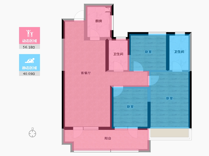 湖北省-宜昌市-长江广场-84.65-户型库-动静分区