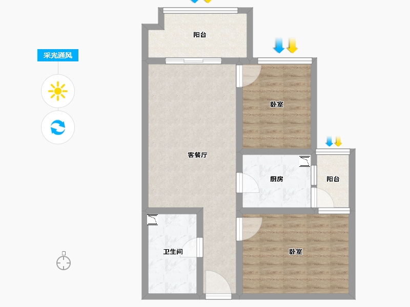 河南省-南阳市-长安公馆-74.04-户型库-采光通风