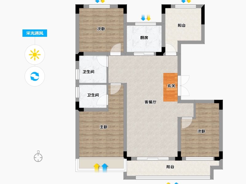 安徽省-滁州市-城市之星-94.63-户型库-采光通风