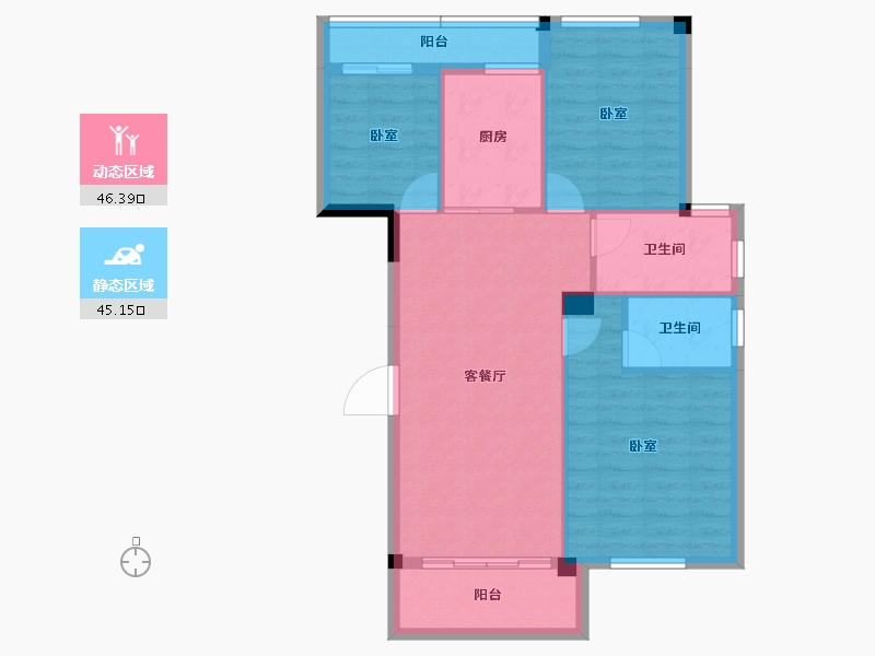 湖北省-黄冈市-城东一号-82.68-户型库-动静分区