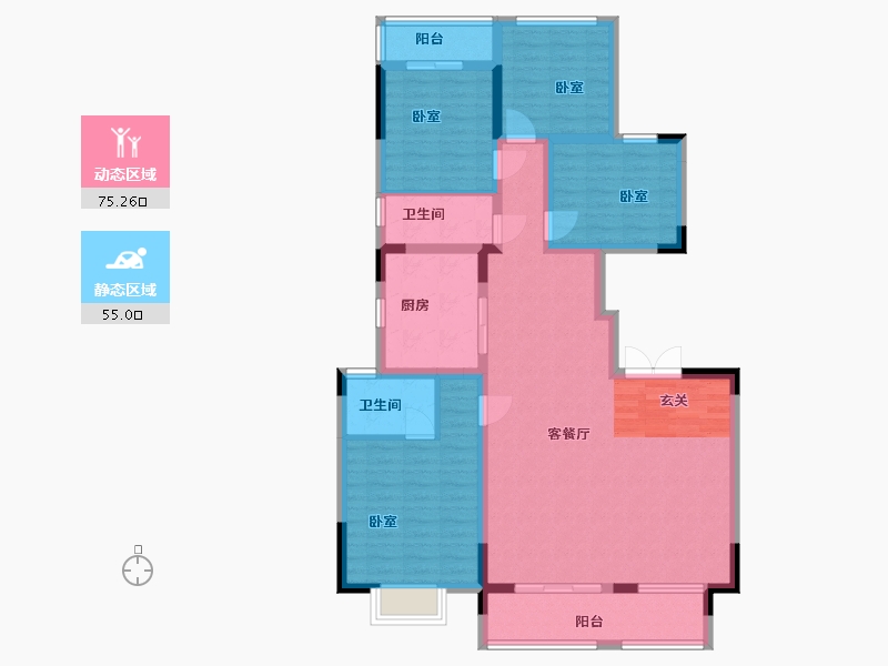 湖北省-武汉市-中建锦绣楚城-116.68-户型库-动静分区