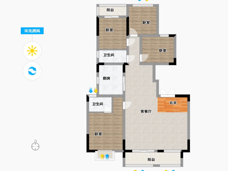 湖北省-武汉市-中建锦绣楚城-116.68-户型库-采光通风