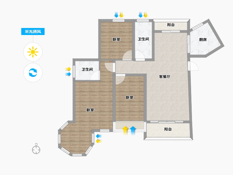 河南省-许昌市-维也纳金域蓝湾-114.01-户型库-采光通风