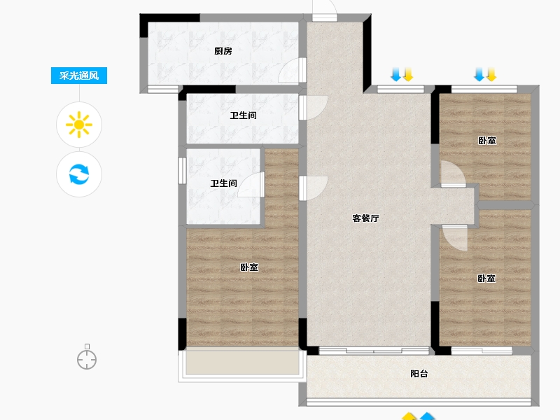 湖北省-武汉市-正荣紫阙台-101.00-户型库-采光通风