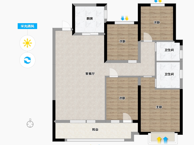 山东省-潍坊市-万特公馆-112.20-户型库-采光通风