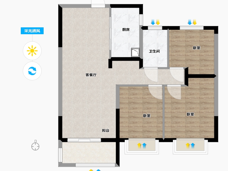 湖北省-武汉市-中建锦绣楚城-85.00-户型库-采光通风