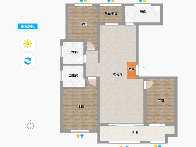 山东省-淄博市-源泰景城锦园-100.00-户型库-采光通风