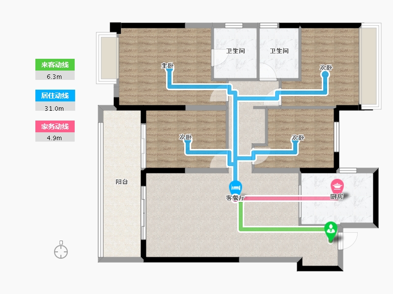 河南省-南阳市-金科·集美晴洲-126.00-户型库-动静线