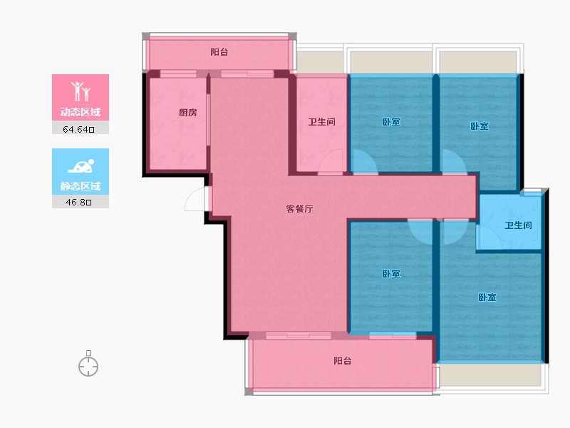 湖北省-黄冈市-威尼斯得月广场-99.74-户型库-动静分区