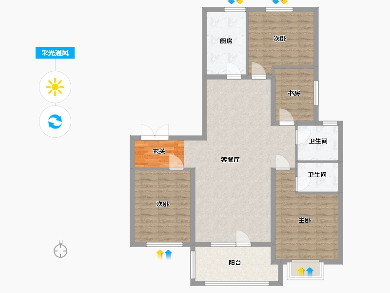 山东省-潍坊市-万特公馆-111.99-户型库-采光通风