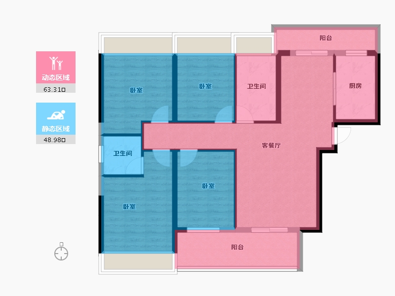 湖北省-黄冈市-威尼斯得月广场-100.20-户型库-动静分区