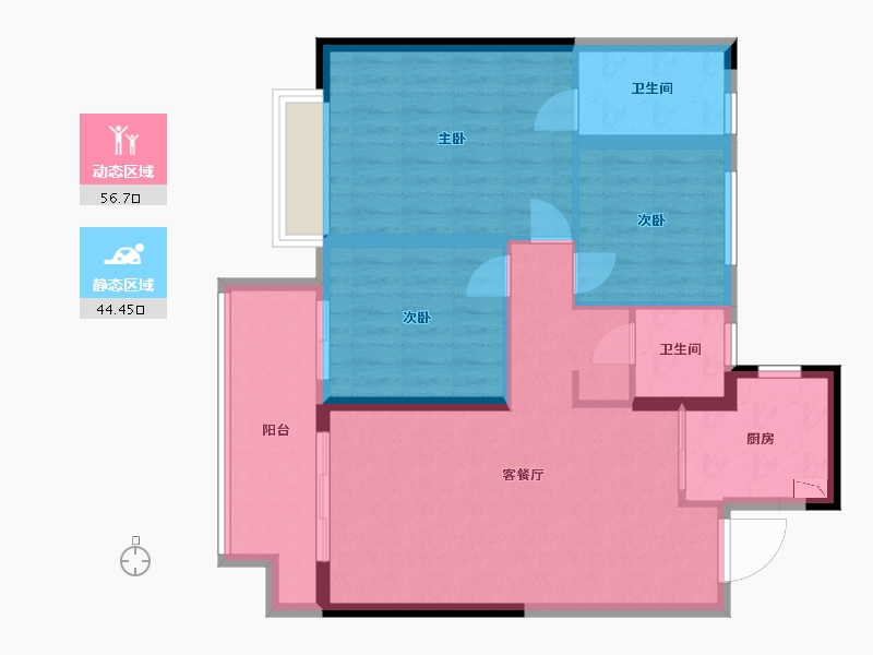 河南省-南阳市-金科·集美晴洲-91.00-户型库-动静分区