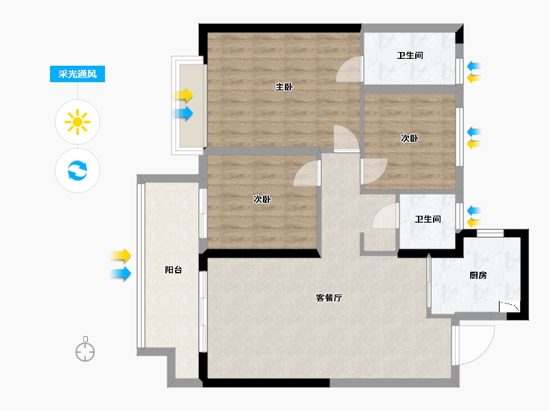 河南省-南阳市-金科·集美晴洲-91.00-户型库-采光通风