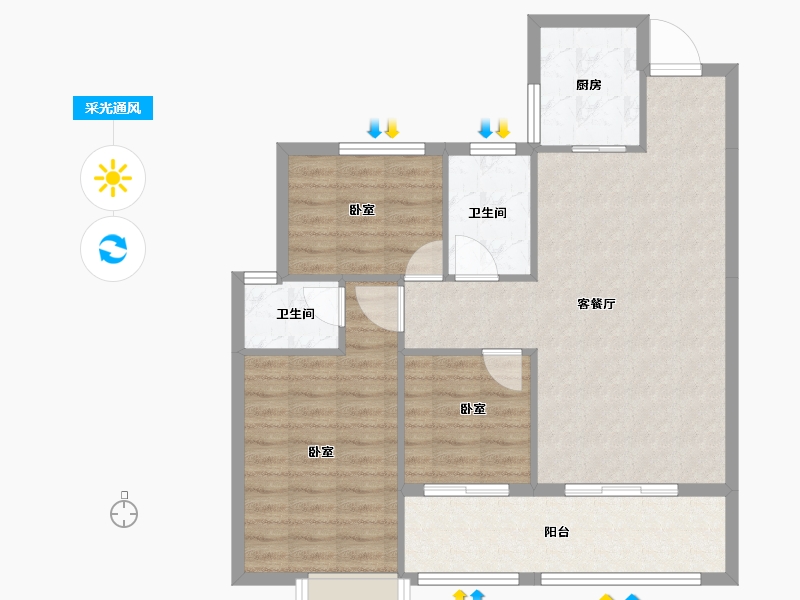 湖北省-孝感市-东方·状元成-85.13-户型库-采光通风