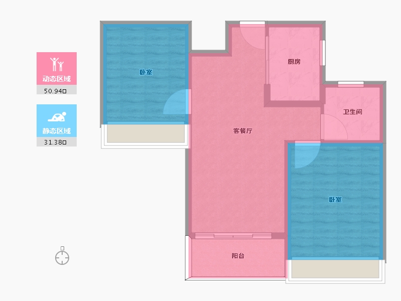 河南省-许昌市-维也纳金域蓝湾-74.24-户型库-动静分区