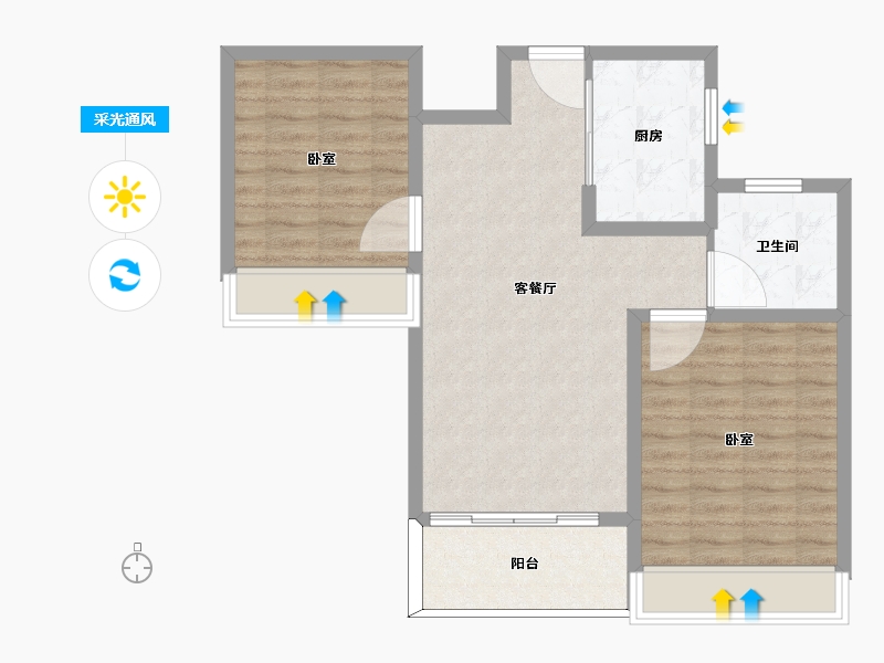 河南省-许昌市-维也纳金域蓝湾-74.24-户型库-采光通风