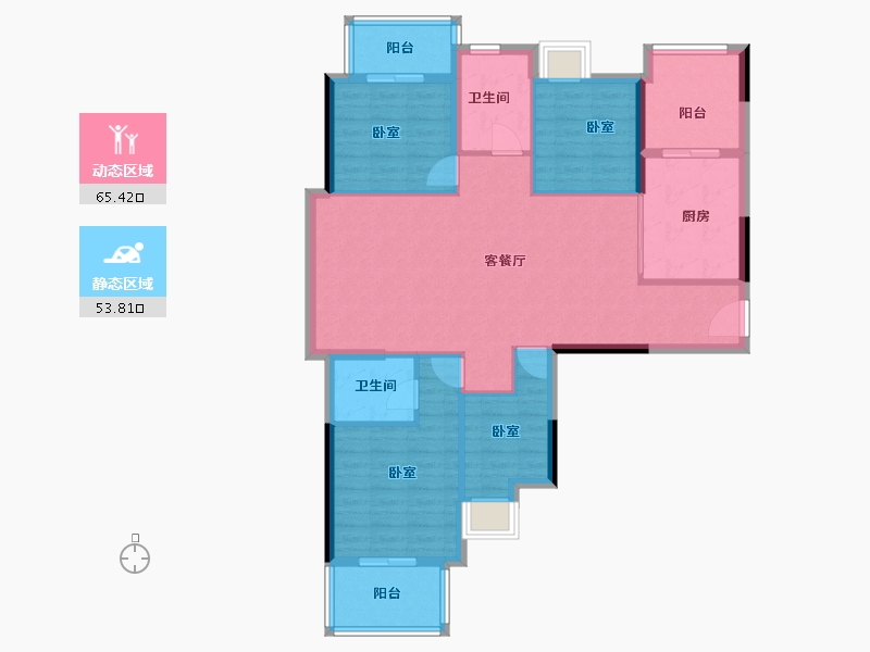 湖北省-黄冈市-翡翠国际-107.62-户型库-动静分区