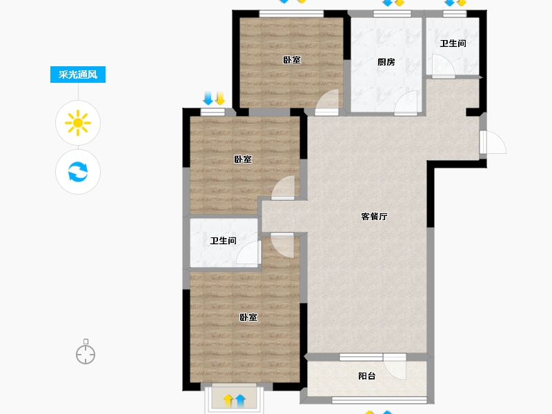 山东省-济宁市-亿丰壹品轩-95.10-户型库-采光通风