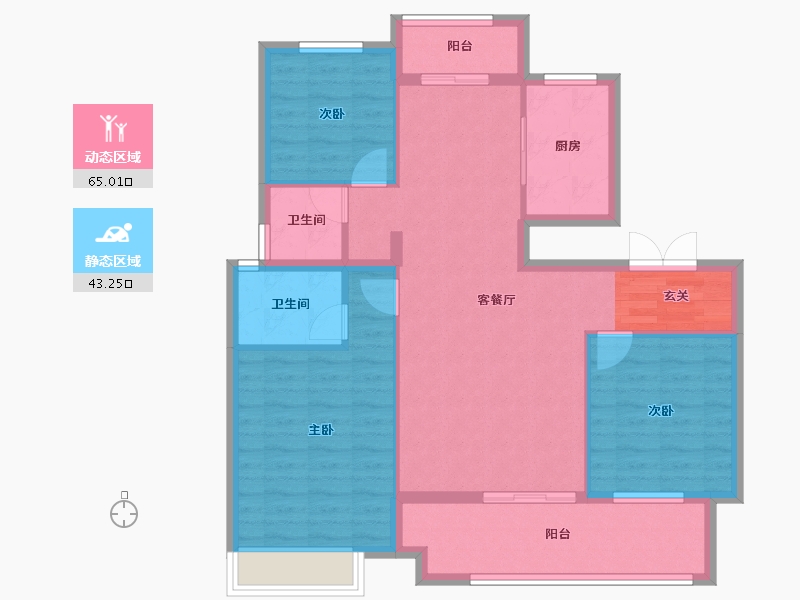 安徽省-滁州市-蓝城明光诚园-97.62-户型库-动静分区