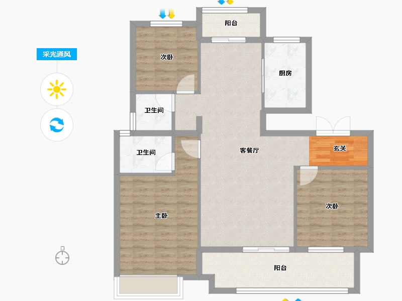 安徽省-滁州市-蓝城明光诚园-97.62-户型库-采光通风