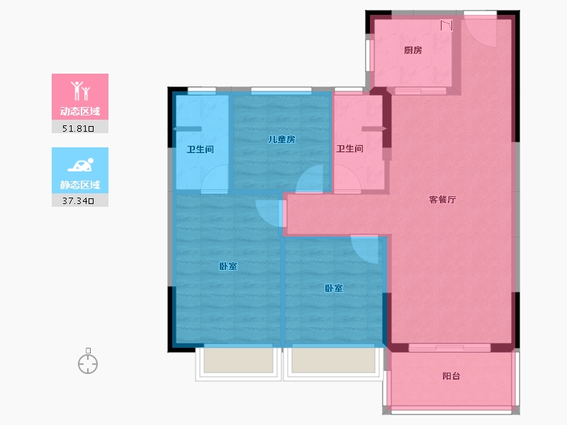 湖北省-咸宁市-山湖海悦府-79.88-户型库-动静分区