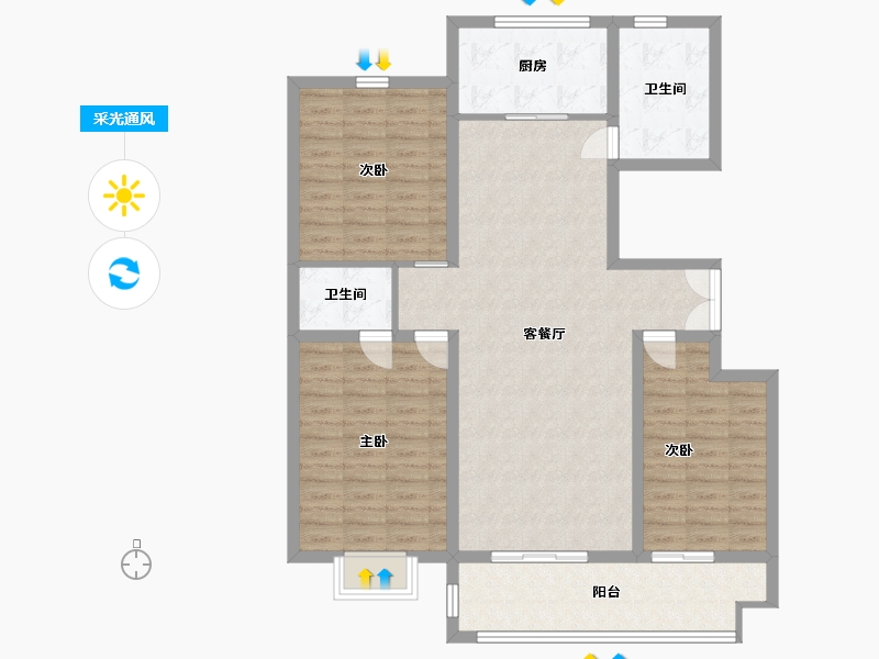 山东省-临沂市-史丹利四季长安-108.00-户型库-采光通风