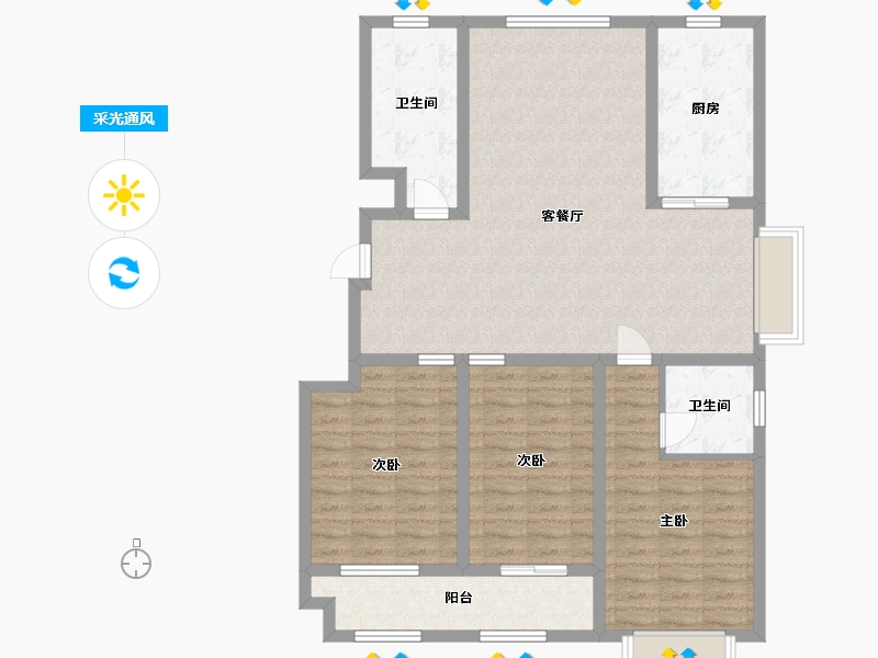 山东省-潍坊市-滨海福地世家-112.00-户型库-采光通风