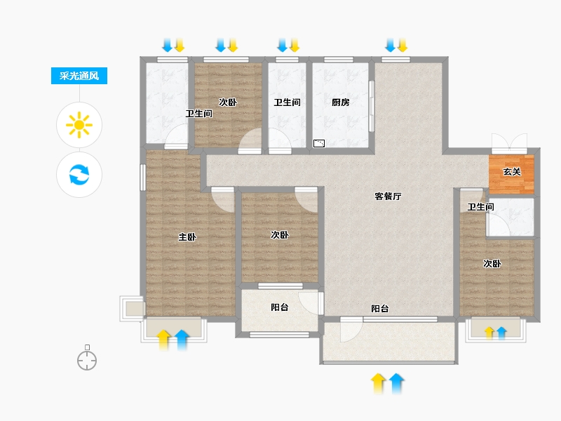 山东省-淄博市-乾元府-158.00-户型库-采光通风