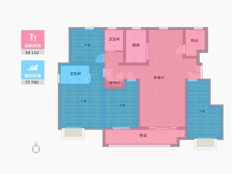 山东省-临沂市-华业书香尚城-109.50-户型库-动静分区