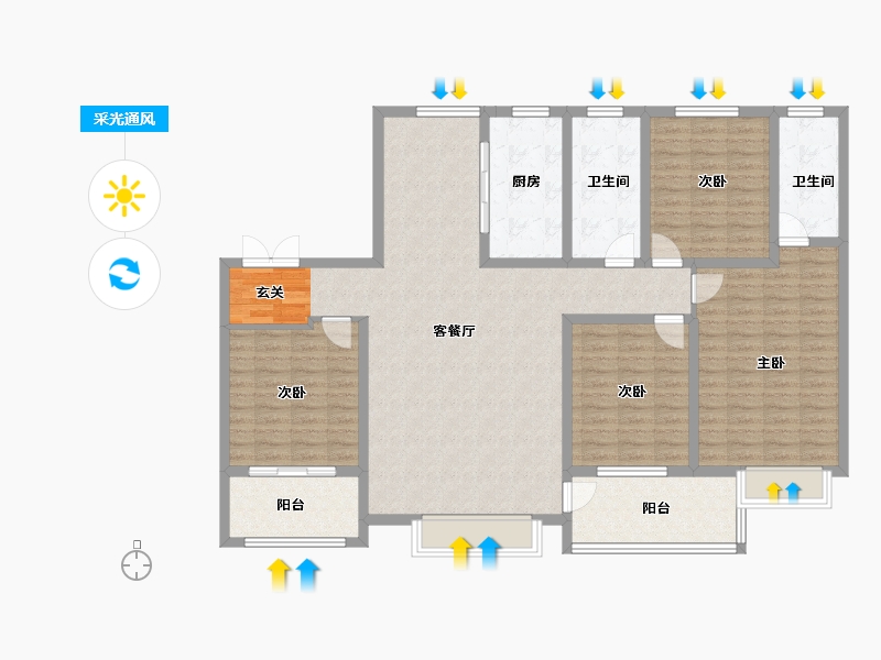 山东省-淄博市-乾元府-143.00-户型库-采光通风