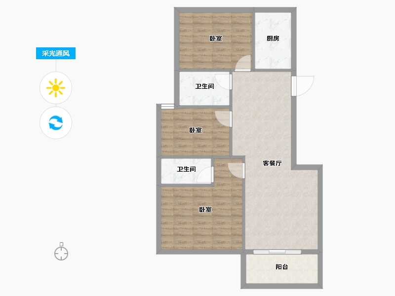 湖北省-黄冈市-城东一号-79.98-户型库-采光通风